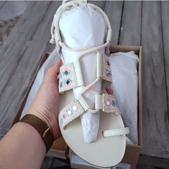 New Free People Leather Mantra Mirror Sandals in Natural Size EU 41 - Picture 2 of 8
